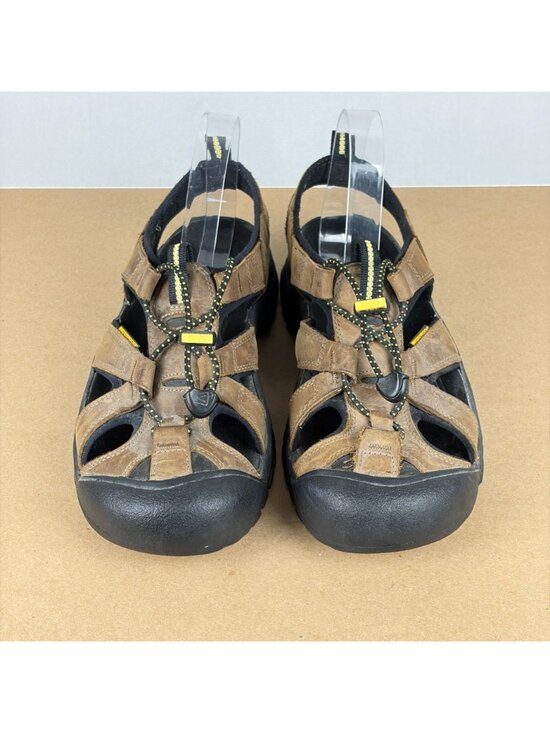 Keen Sarasota Leather Hiking Sandals Mens 9 Brown Bungee Lace Closed Toe